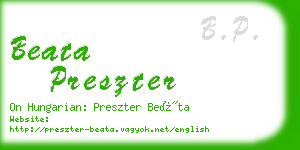 beata preszter business card